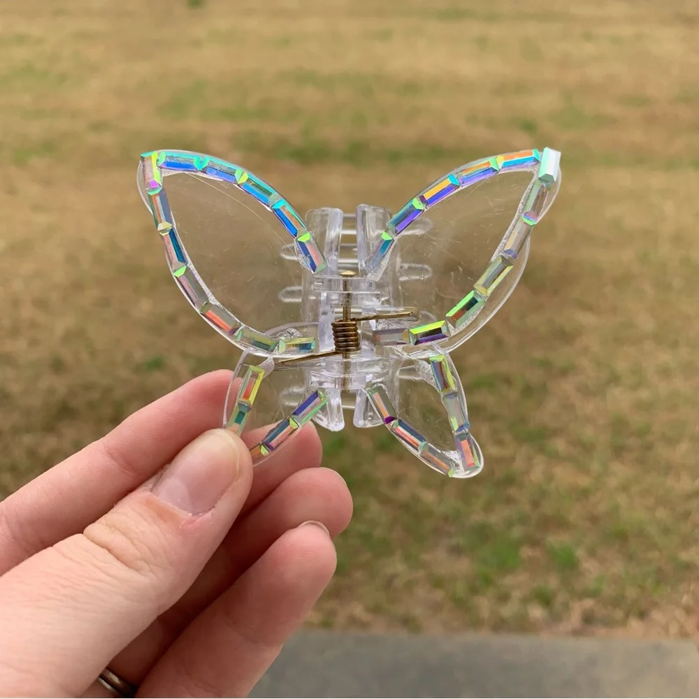 Jeweled Border Studded Butterfly Hair Clip